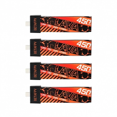 10058010 BETAFPV Lava 1S 450mah 75C (4шт) аккумуляторы FPV №1
